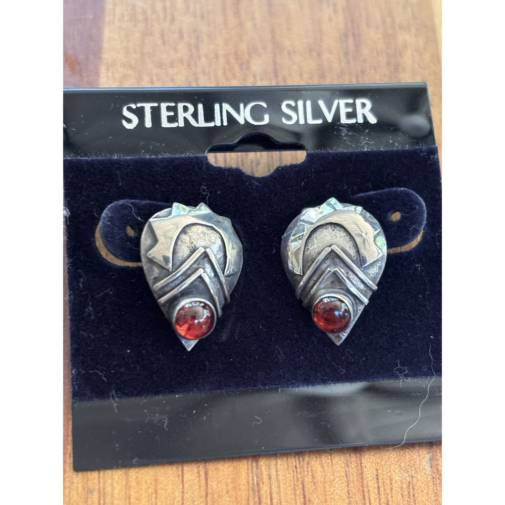 Sterling Silver And Garnet Earrings